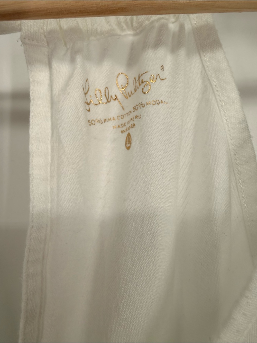 Lilly Pulitzer Pima Cotton Modal Women's White Racerback Tank Top Size L - Picture 3 of 6